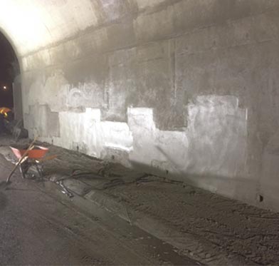HWY 401 and HWY 62 Underpass Rehabilitation - Bridge abutment walls following shotcrete application