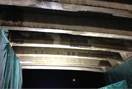 HWY 401 and HWY 62 Underpass Rehabilitation - Bridge girders prior to shotcrete application